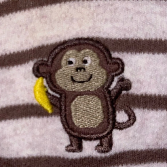 Carter’s Baby 6M Cotton Brown White Stripe Onesie Monkey Footsie - Picture 4 of 10